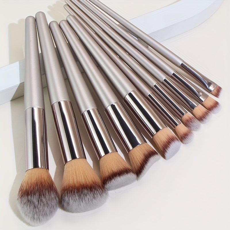 Set of 10 Champagne Makeup Brushes