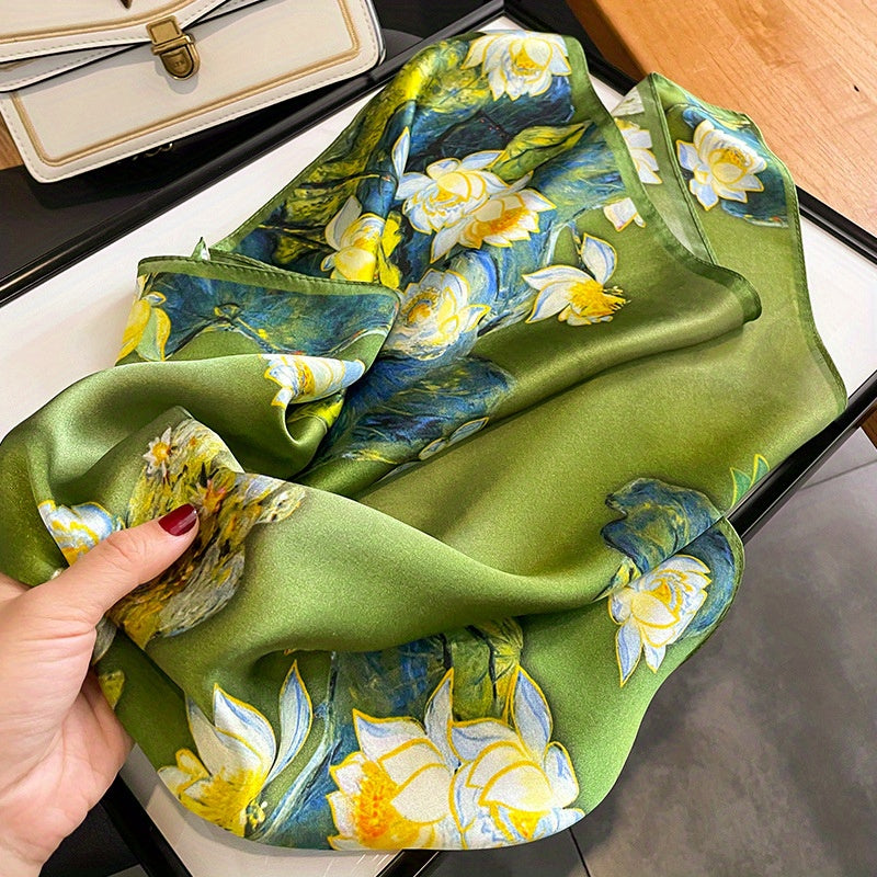 Women's Green Mulberry Silk Square Scarf