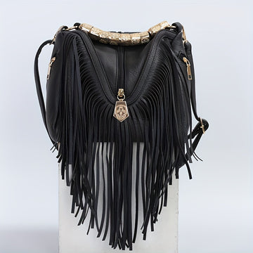 Trendy western shoulder bag with fringes