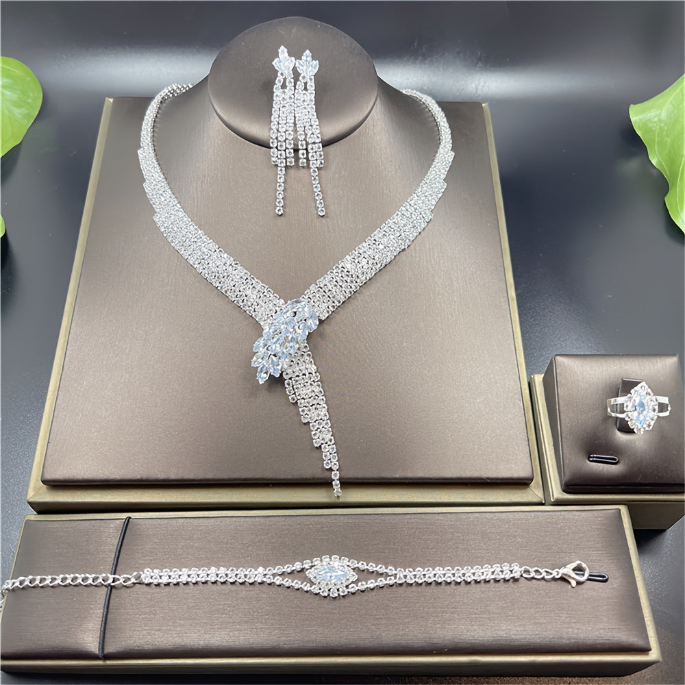 4pcs Elegant Artificial Crystal Jewelry Set