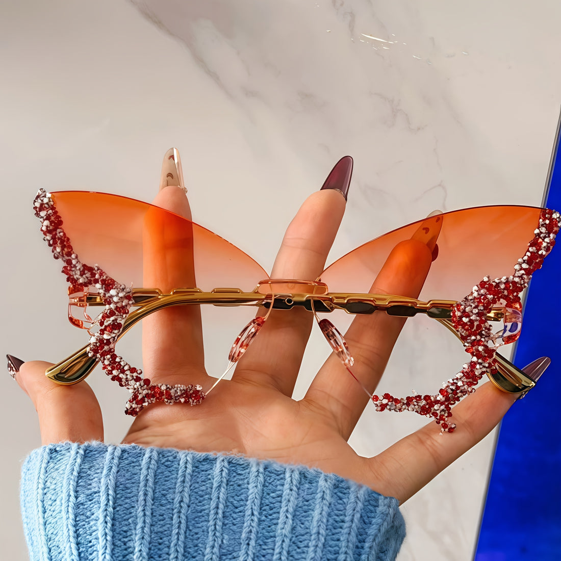 Lunettes de Mode Papillon Pailletées pour Femmes