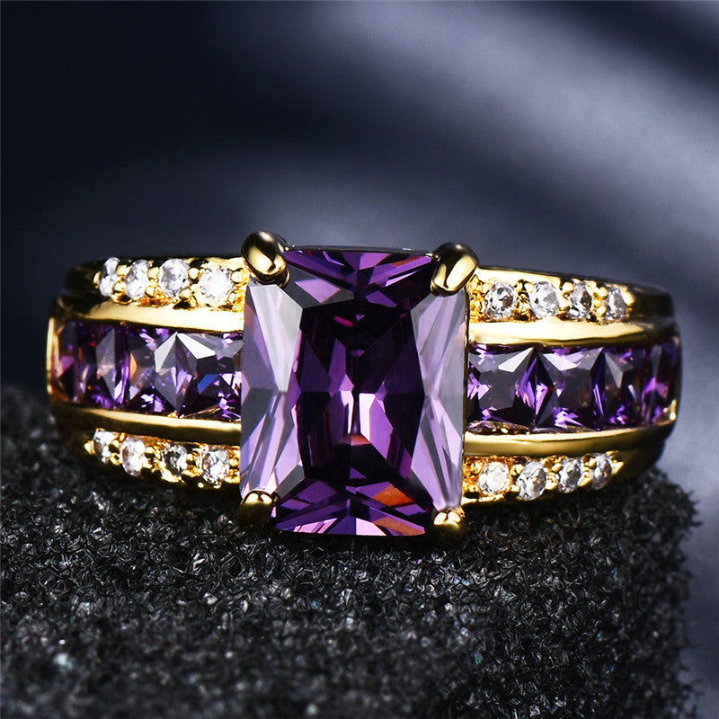 Elegant 18K Gold Plated Copper Ring with Synthetic Zircon