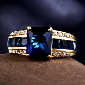 Elegant 18K Gold Plated Copper Ring with Synthetic Zircon