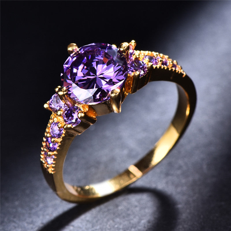 Elegant Bohemian Inspired Engagement Ring - Gold Color Zirconia