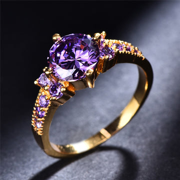 Elegant Bohemian Inspired Engagement Ring - Gold Color Zirconia