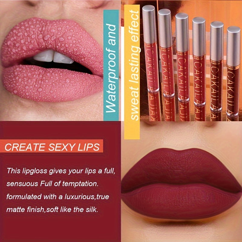 Set of 6 CAKAILA Velvety Lipsticks - Long-lasting and Waterproof