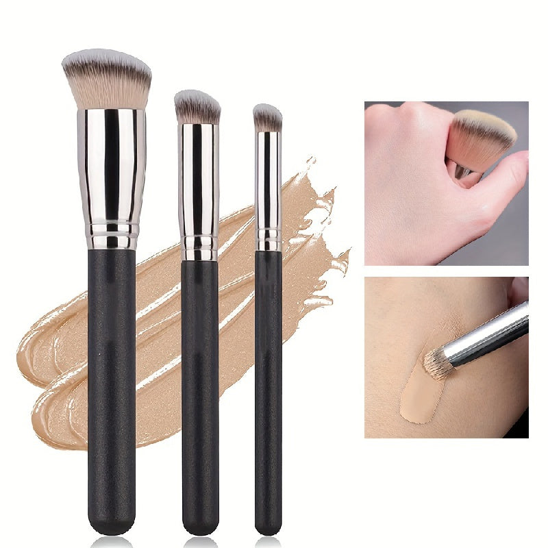 Ensemble de 3 Pinceaux Kabuki Professionnels pour Maquillage