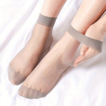 10 Pairs of Women's Summer Ankle Tights - Elastic Nylon