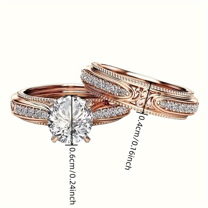 Set of 2 Luxury Zirconium Rings for Women