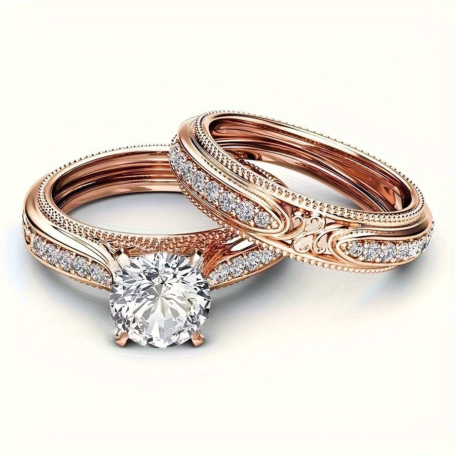 Set of 2 Luxurious Zirconium Rings for Women