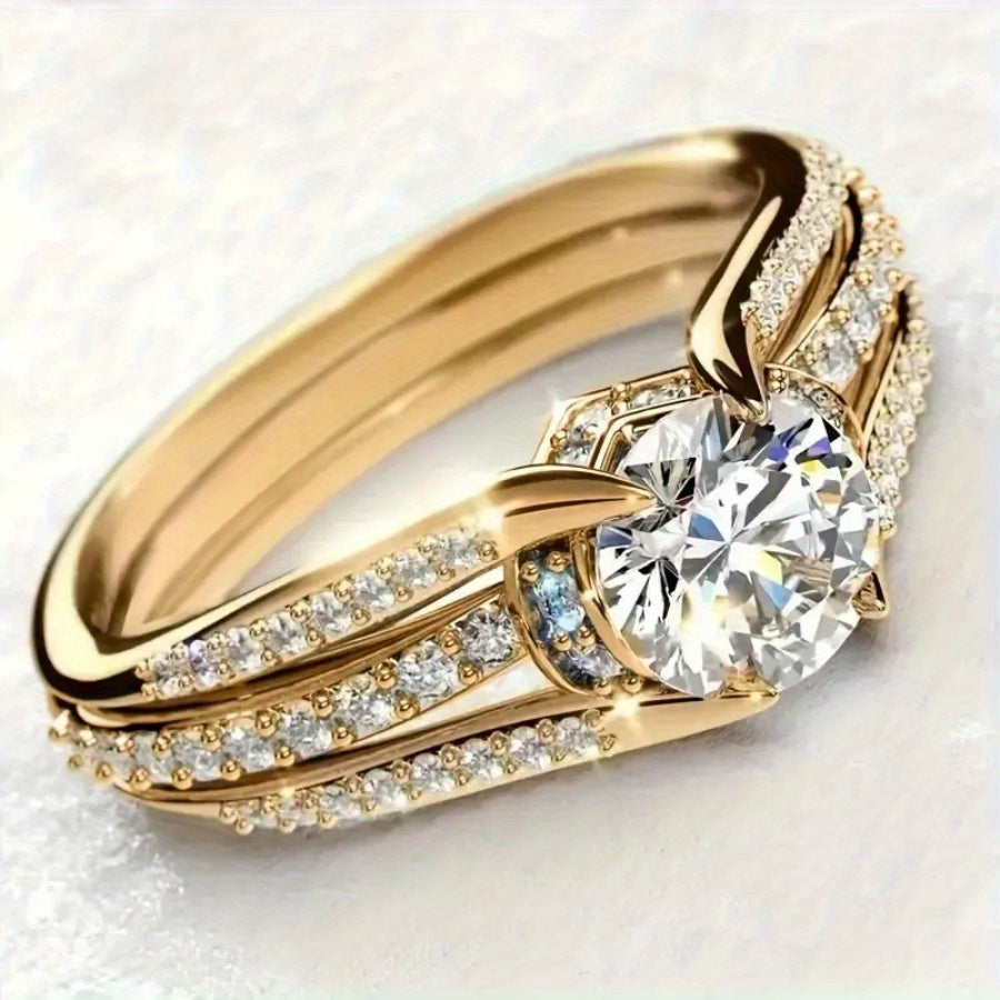 Elegant Cubic Zirconia Engagement Ring - Luxury