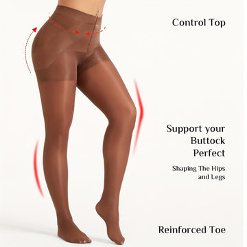 Women's Coffee Brown High Waist Slimming Tights