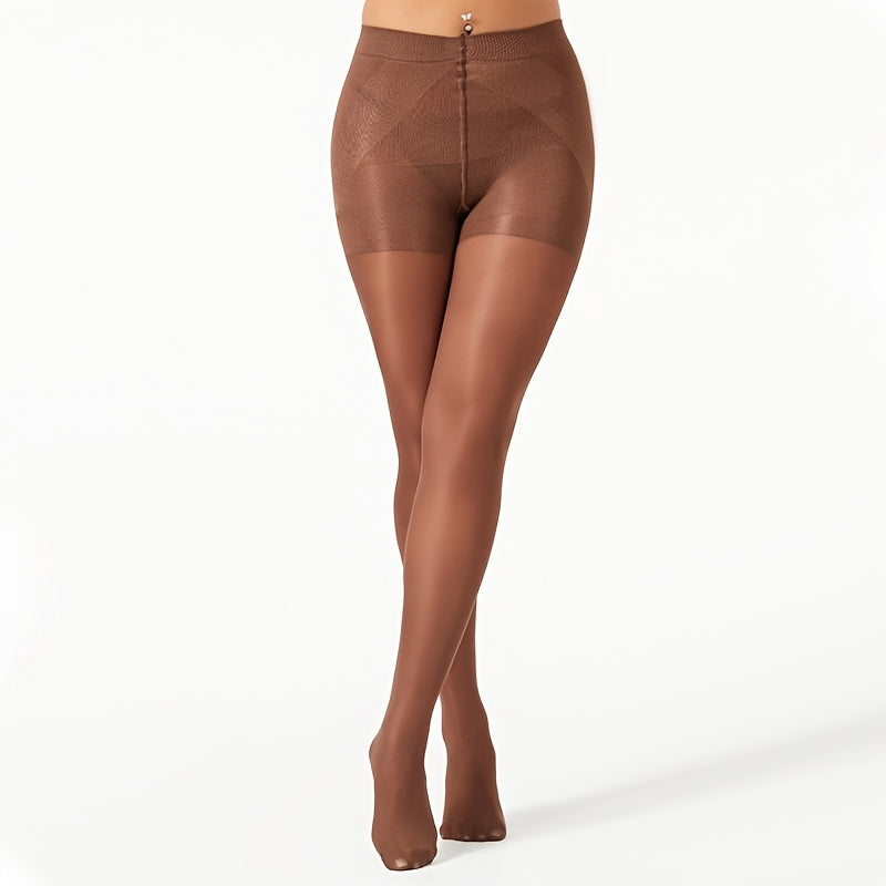 Collants Amincissants Femme Marron Café Taille Haute