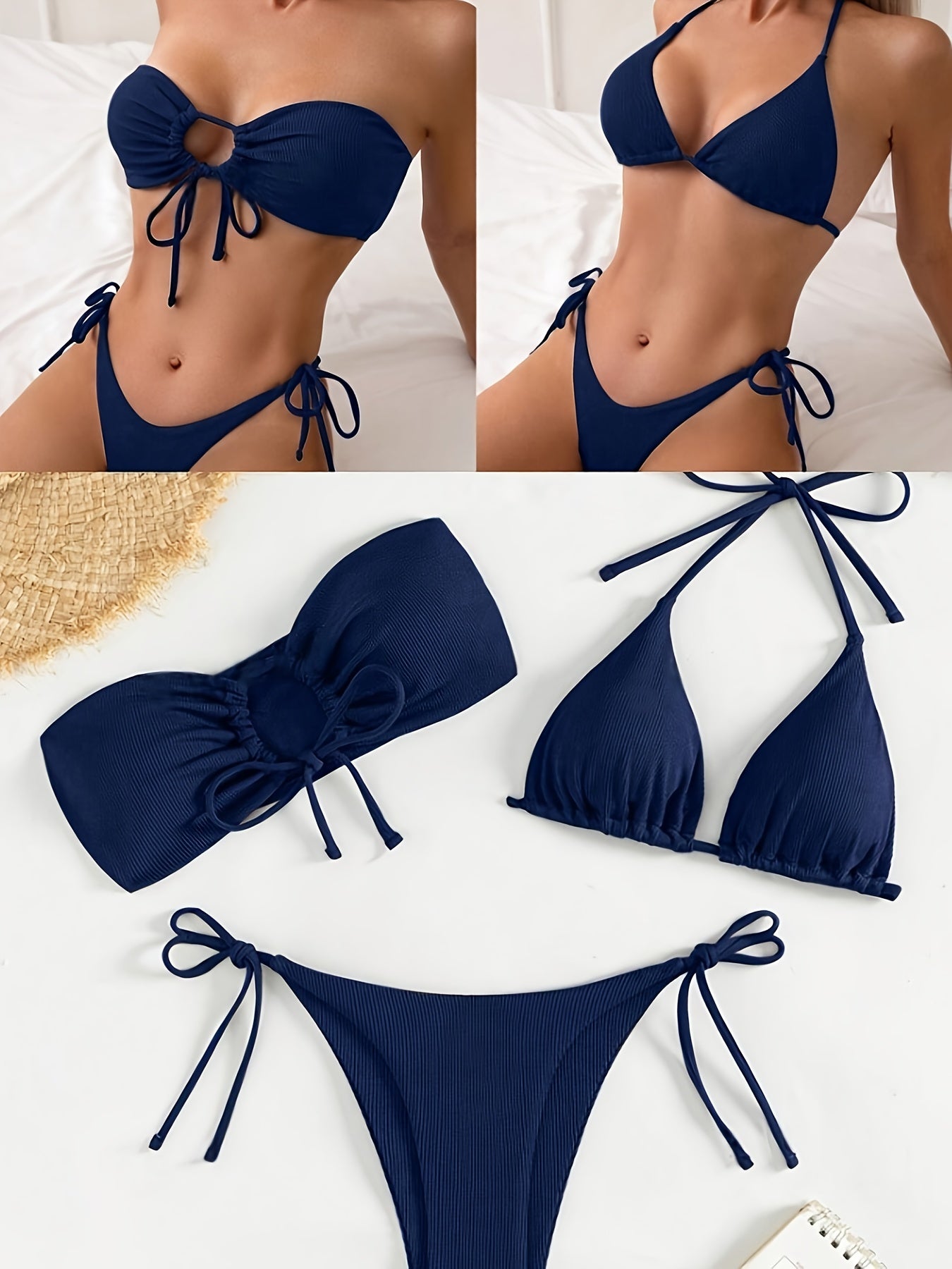 Ensemble Bikini Sexy 3 Pièces pour Femme - Vacances à la Plage