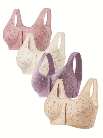 Wireless Front Closure Bras - 4 Pack