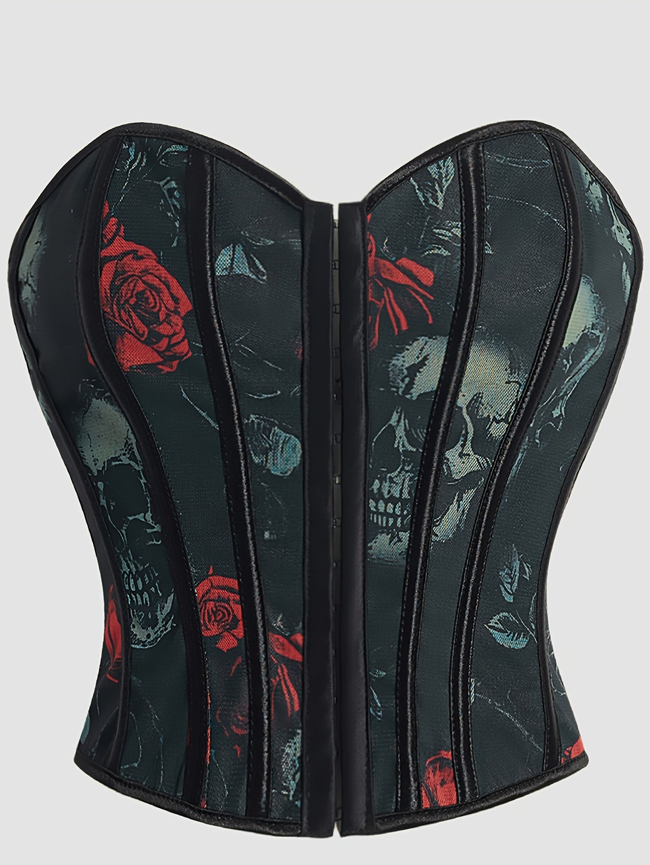 Women's Elegant Skull Print Corset Top with Lace