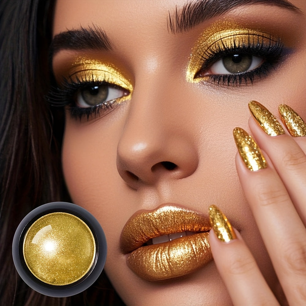 RISYAL 9.1g Gold Metallic Eyeshadow Powder with Brush