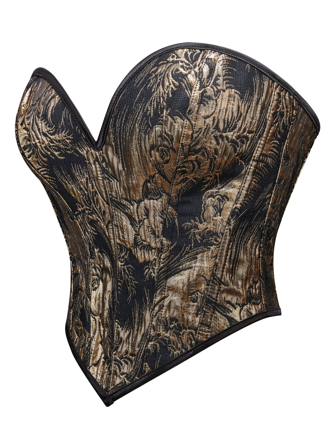 Women's Black Vintage Floral Lace-Up Corset Top