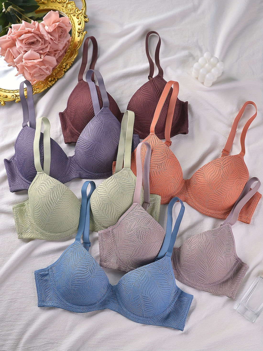 Set of 6 comfortable fall-winter bras