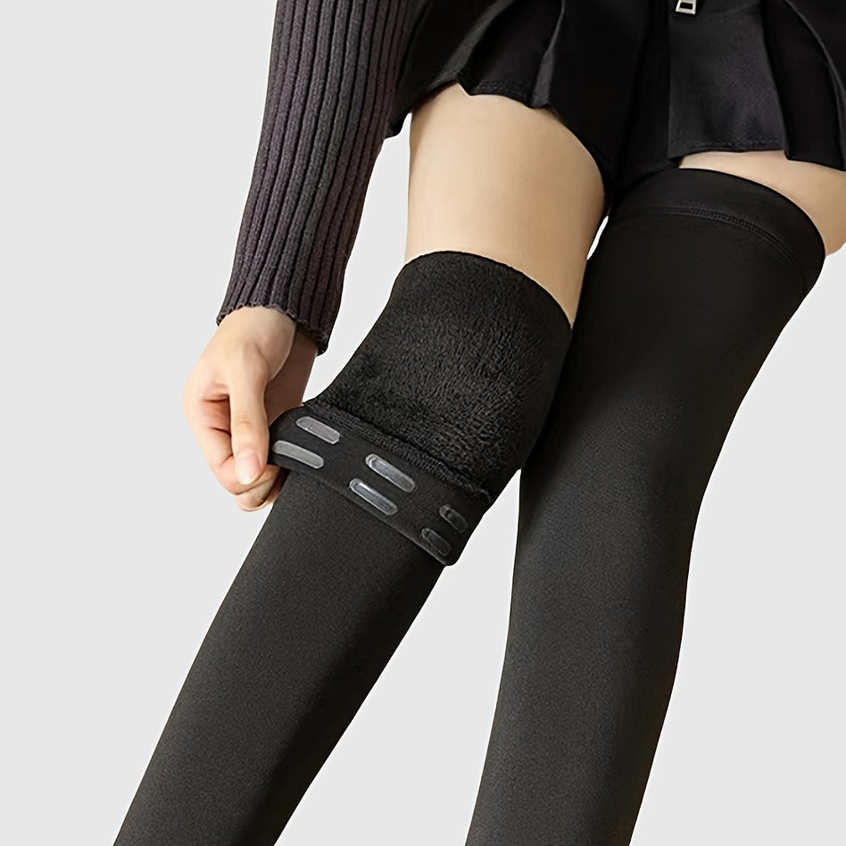 Chaussettes Hautes Femme Plus Size Élégantes avec Doublure Plush