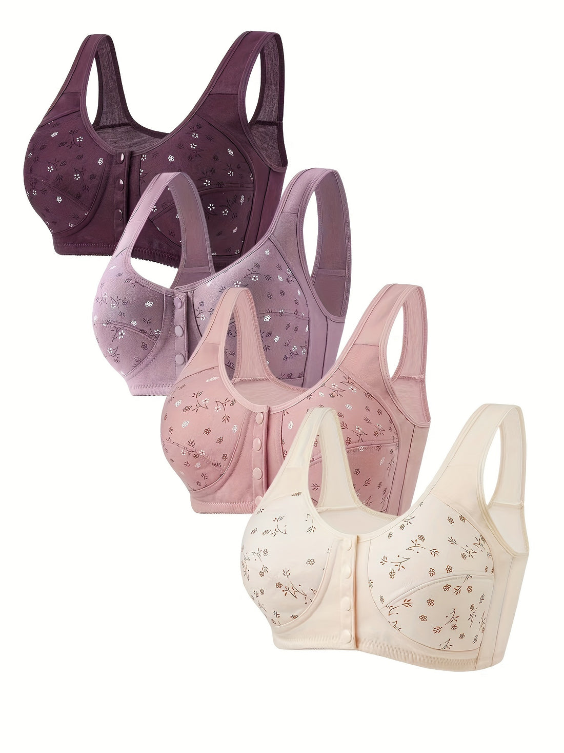 Wireless Front Closure Bras - 4 Pack