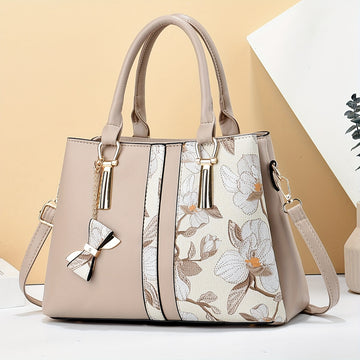 Chic Floral Tote Bag for Women - Spacious 3-Layer Design