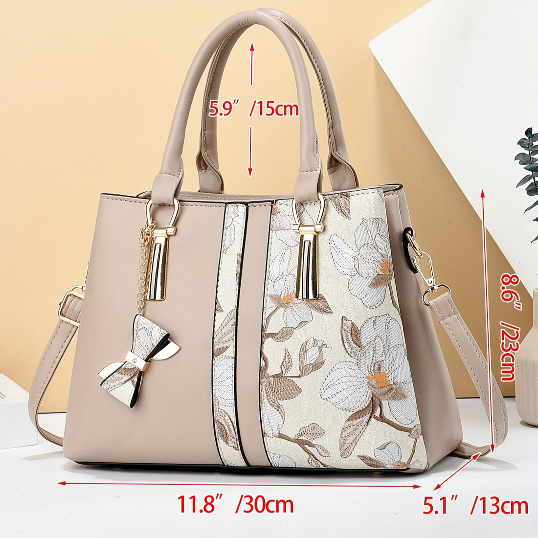 Chic Floral Tote Bag for Women - Spacious 3-Layer Design