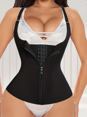 Women's Zipper Corset Top with Adjustable Straps - Tummy Control