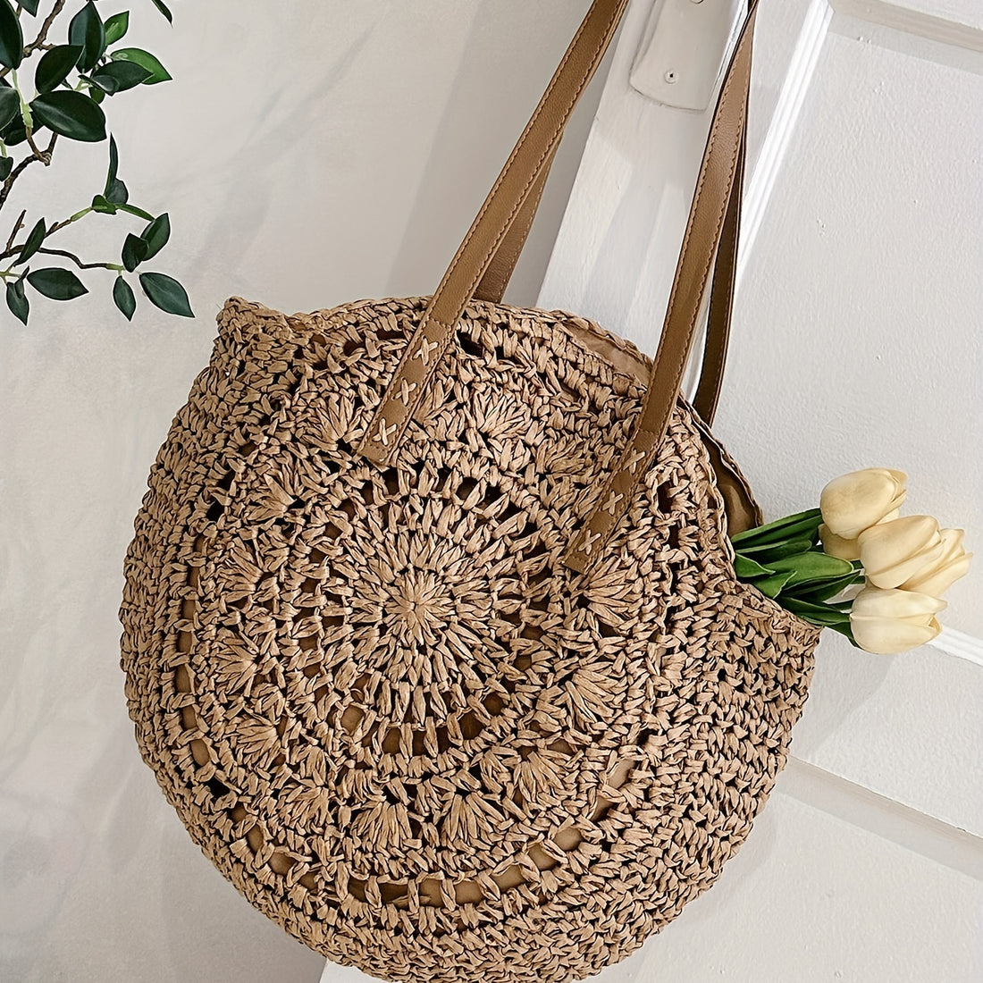 Casual Woven Straw Tote Bag