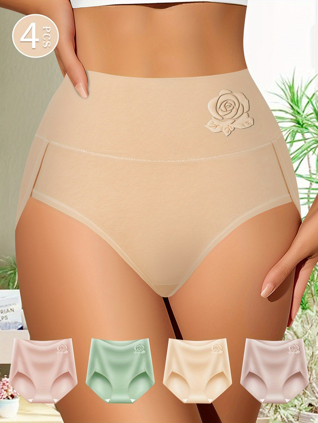 Pack of 4 QUASTI High Waist Panties for Women