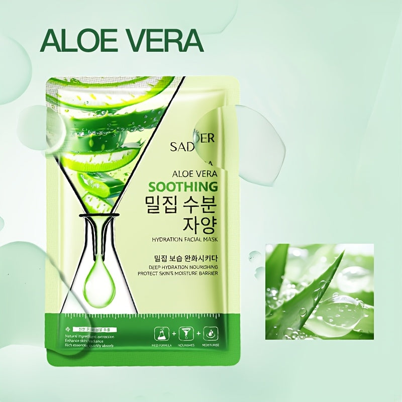 Masques Visage Aloe Vera SADOER - 10 Pièces