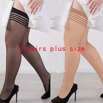 Ultra-Thin Plus Size Knee High Socks - Set of 2