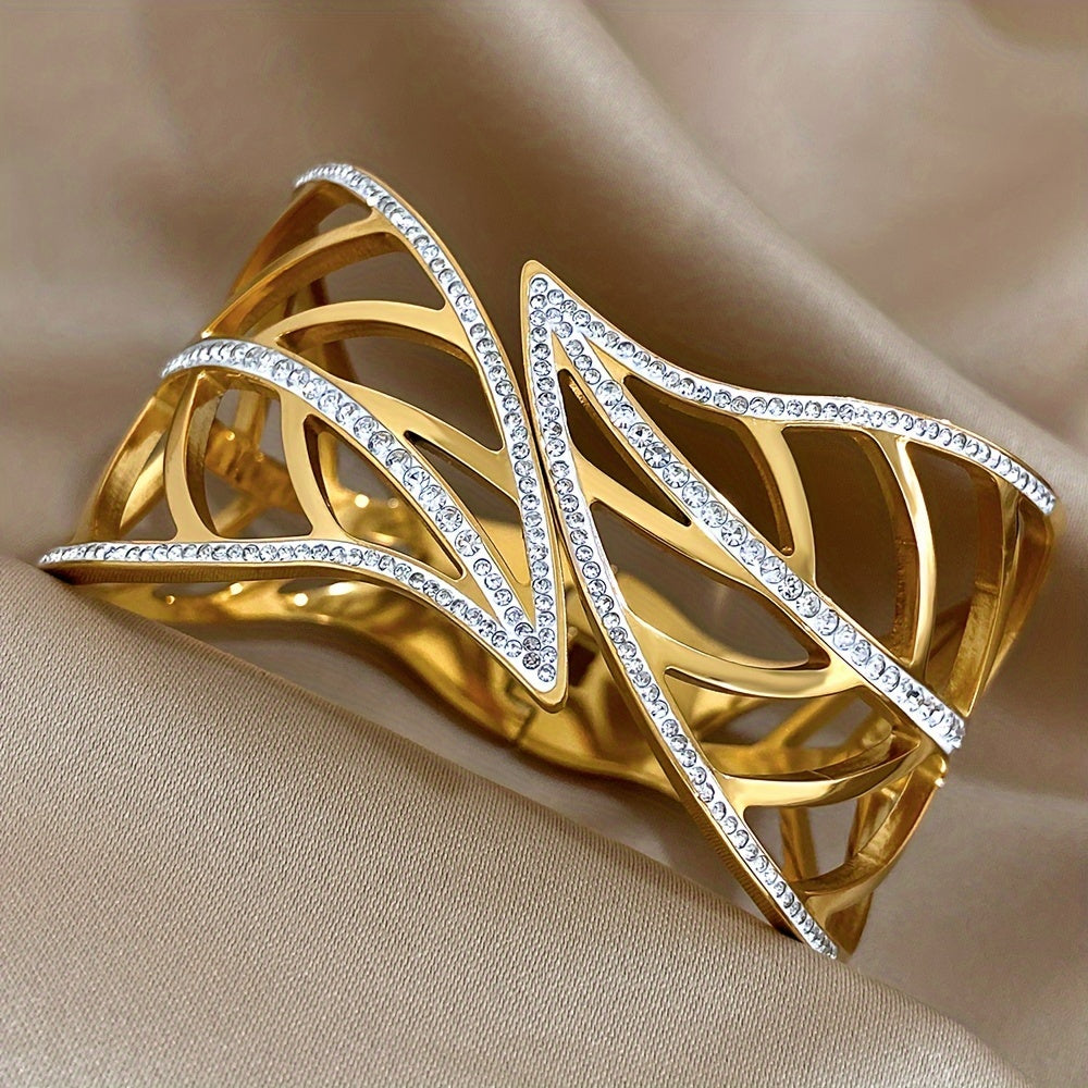 14K Gold Plated Stainless Steel Bracelet - Leaf Design