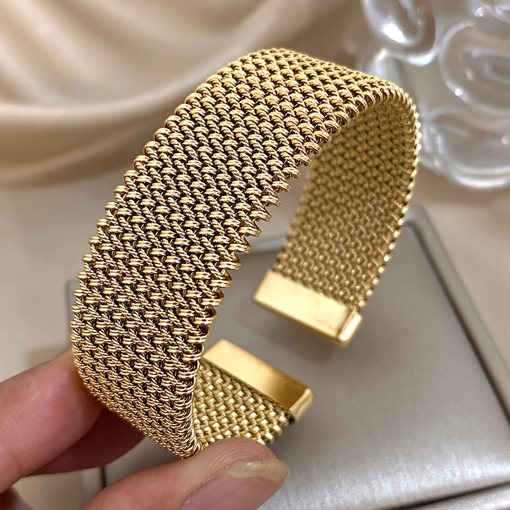 Bracelet Ouvert Tressé en Acier Inoxydable pour Femmes