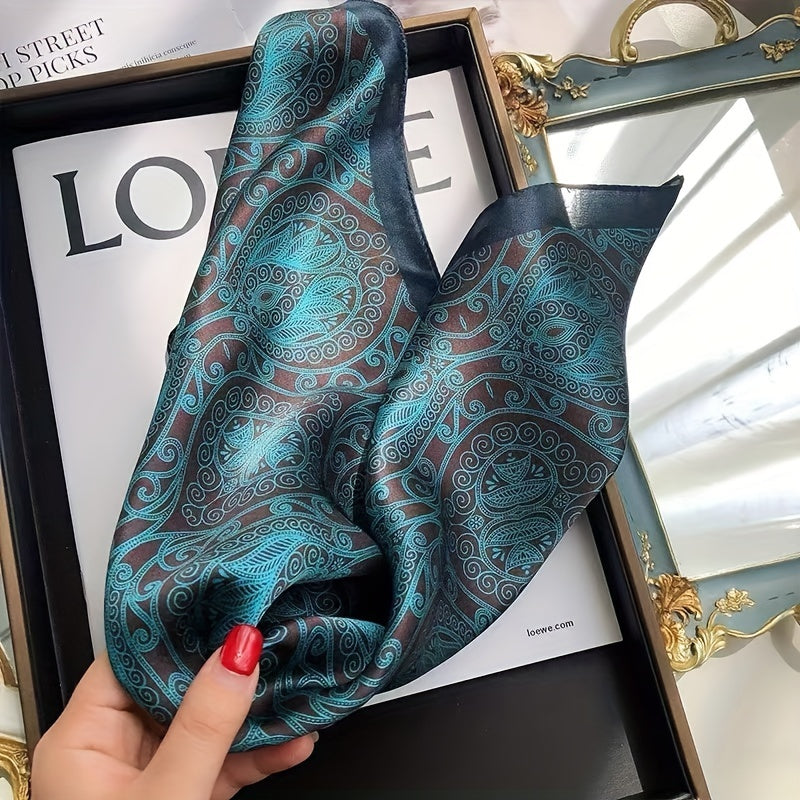 Elegant Paisley Print Mulberry Silk Square Scarf