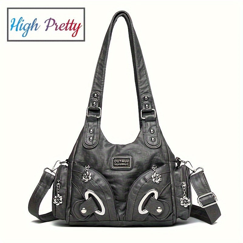 Vintage Women's Shoulder Bag with Detachable Strap