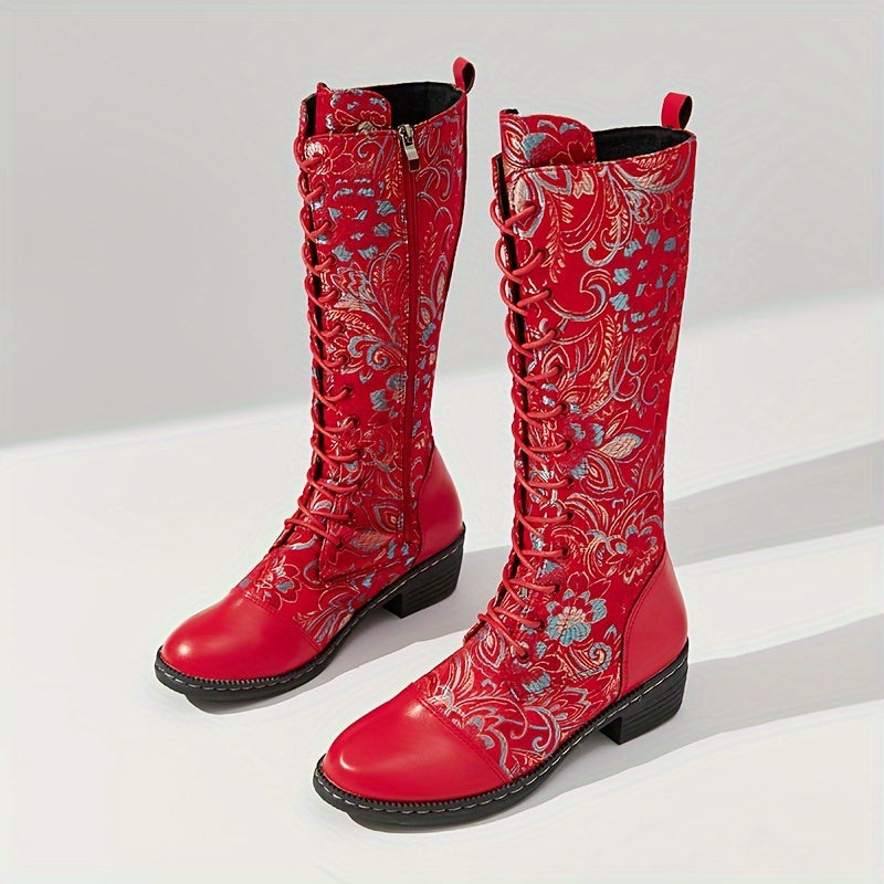 Women's Elegant Embroidered Knee High Boots