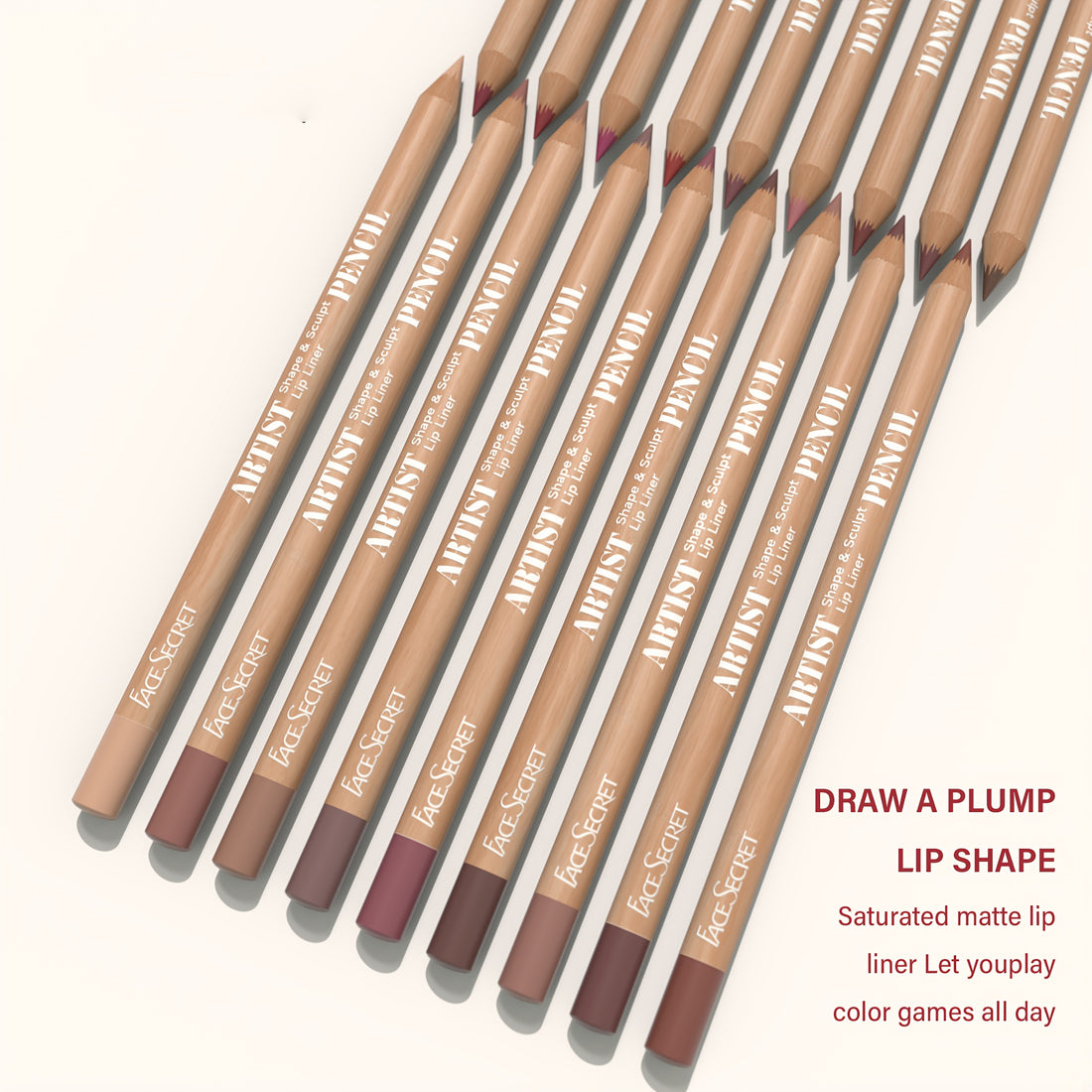 Set of 6 Waterproof Wooden Lip Pencils