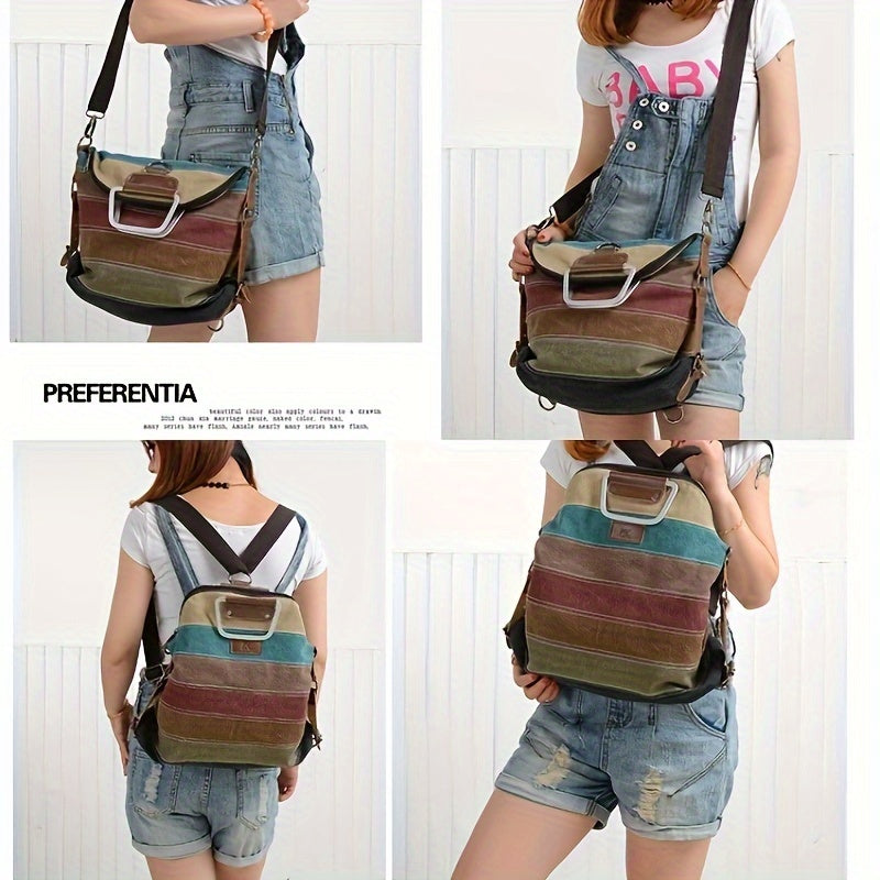 Women's Multicolored Striped Backpack