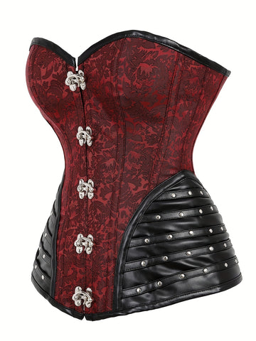 Corset Gothique Rouge avec Bord Noir pour Femmes