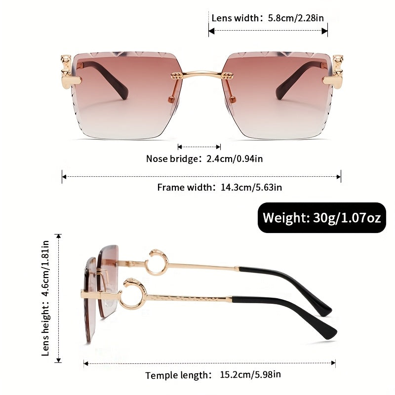 Women's Rimless Glasses, Metal Frame, Anti-Reflective PC Lenses