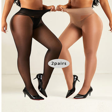 2 Pairs of Women's Stockings 30D Black + Skin Color