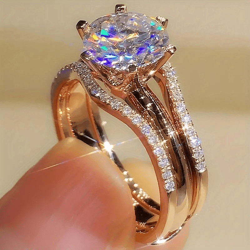 Elegant engagement ring with sparkling cubic zirconia