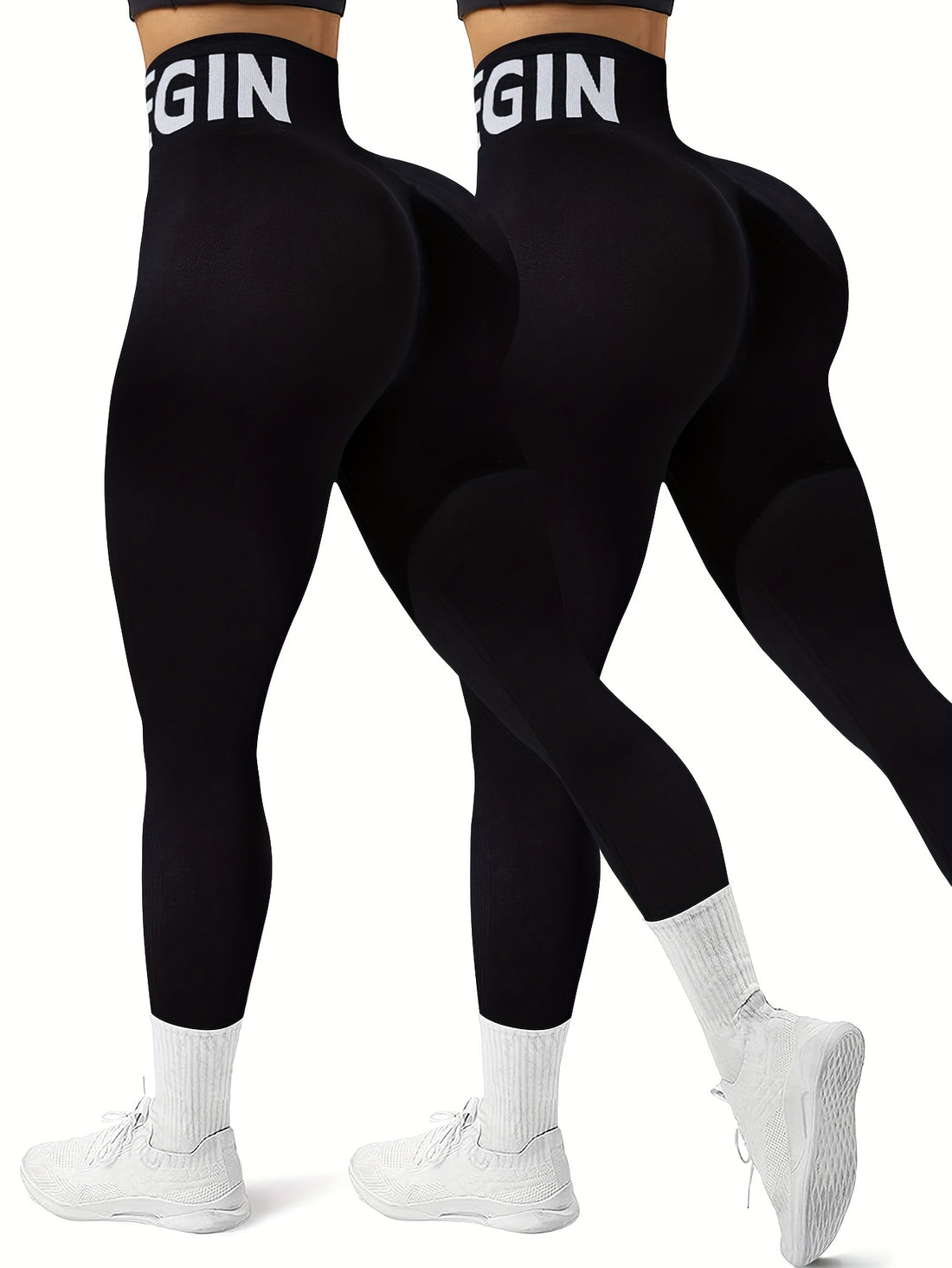 Leggings de Sport Haute Taille Femme - 2 Pack