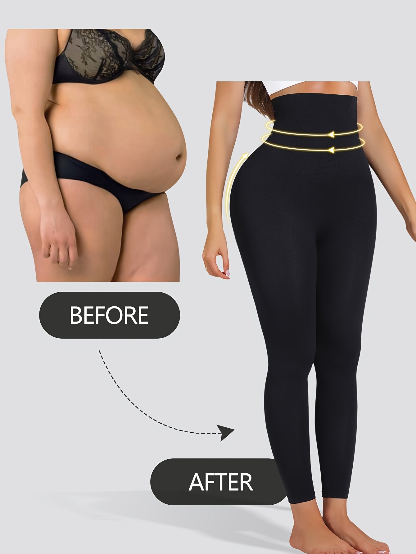 High Waisted Tummy Control Leggings - Stretch &amp; Butt Lifter