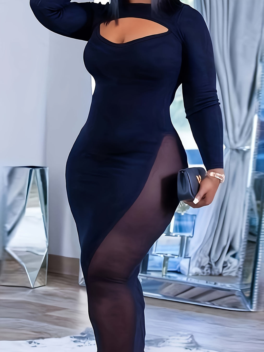 Robe Bodycon à Manches Longues Plus Size