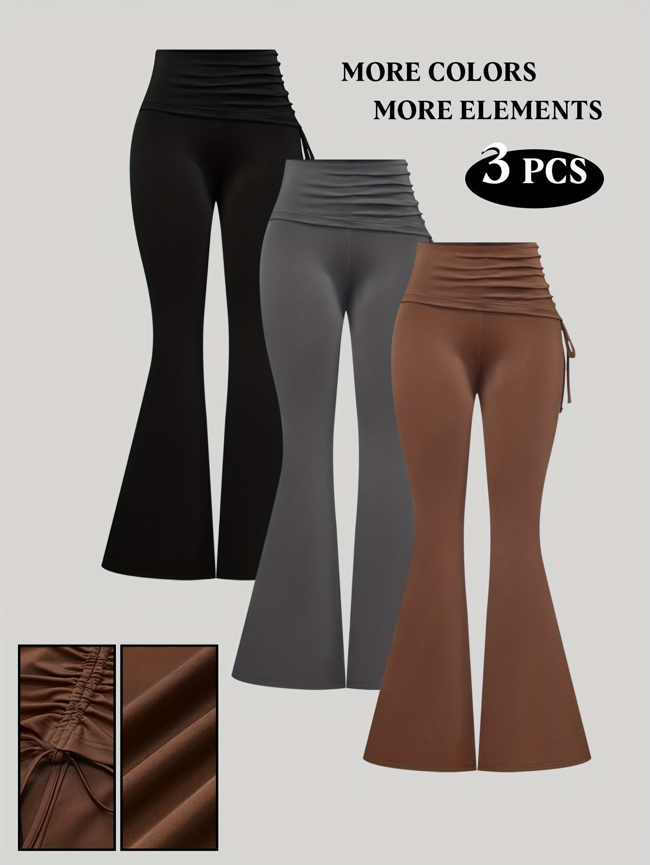 Women's Solid Flare Pants - 3 Pack