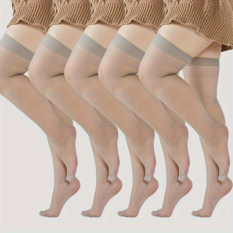 Plus Size Sheer High Socks - 5pcs