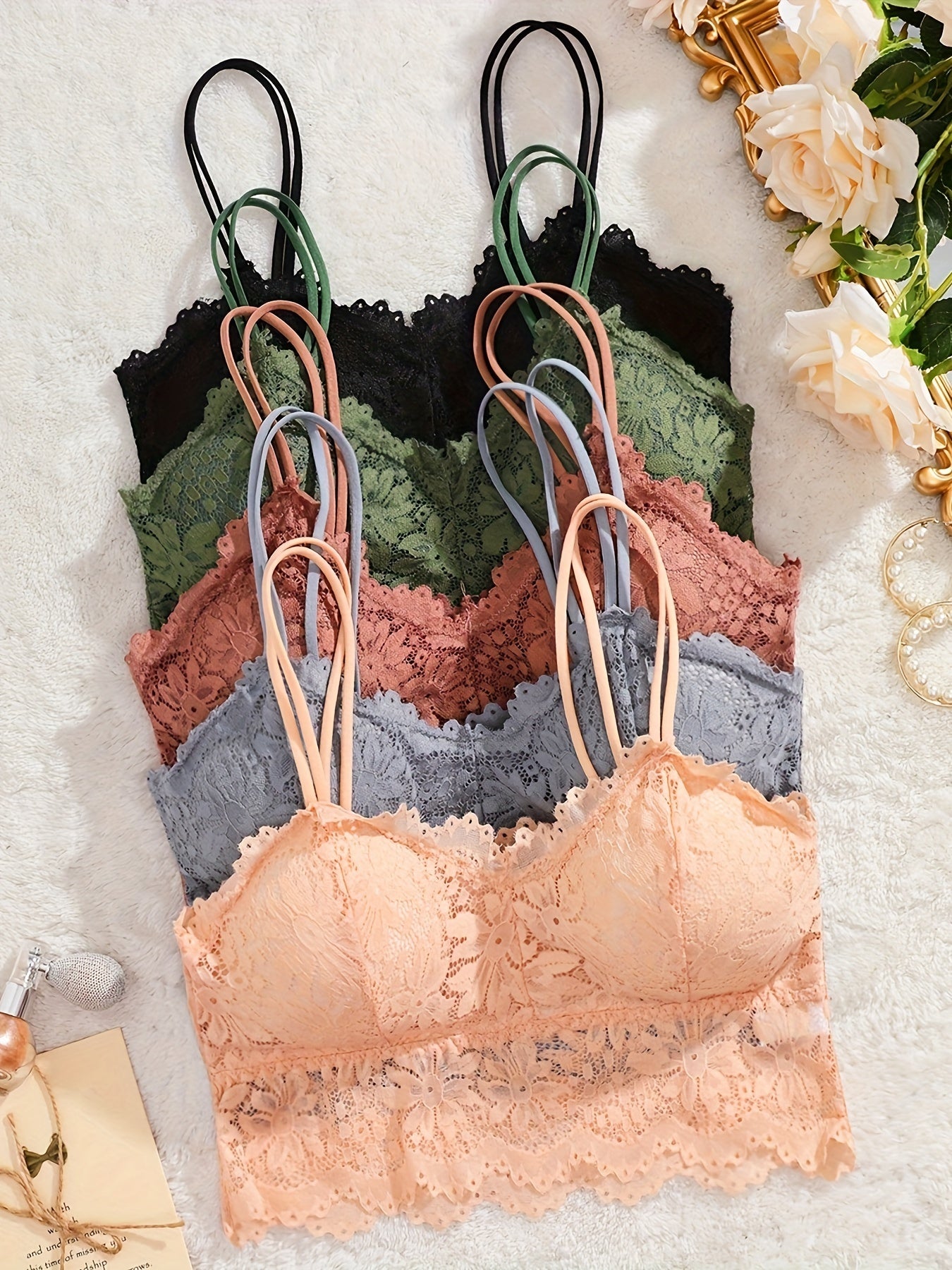 Ensemble de Bralette Sexy : 5 Couleurs, Bonnets Amovibles, Dentelle