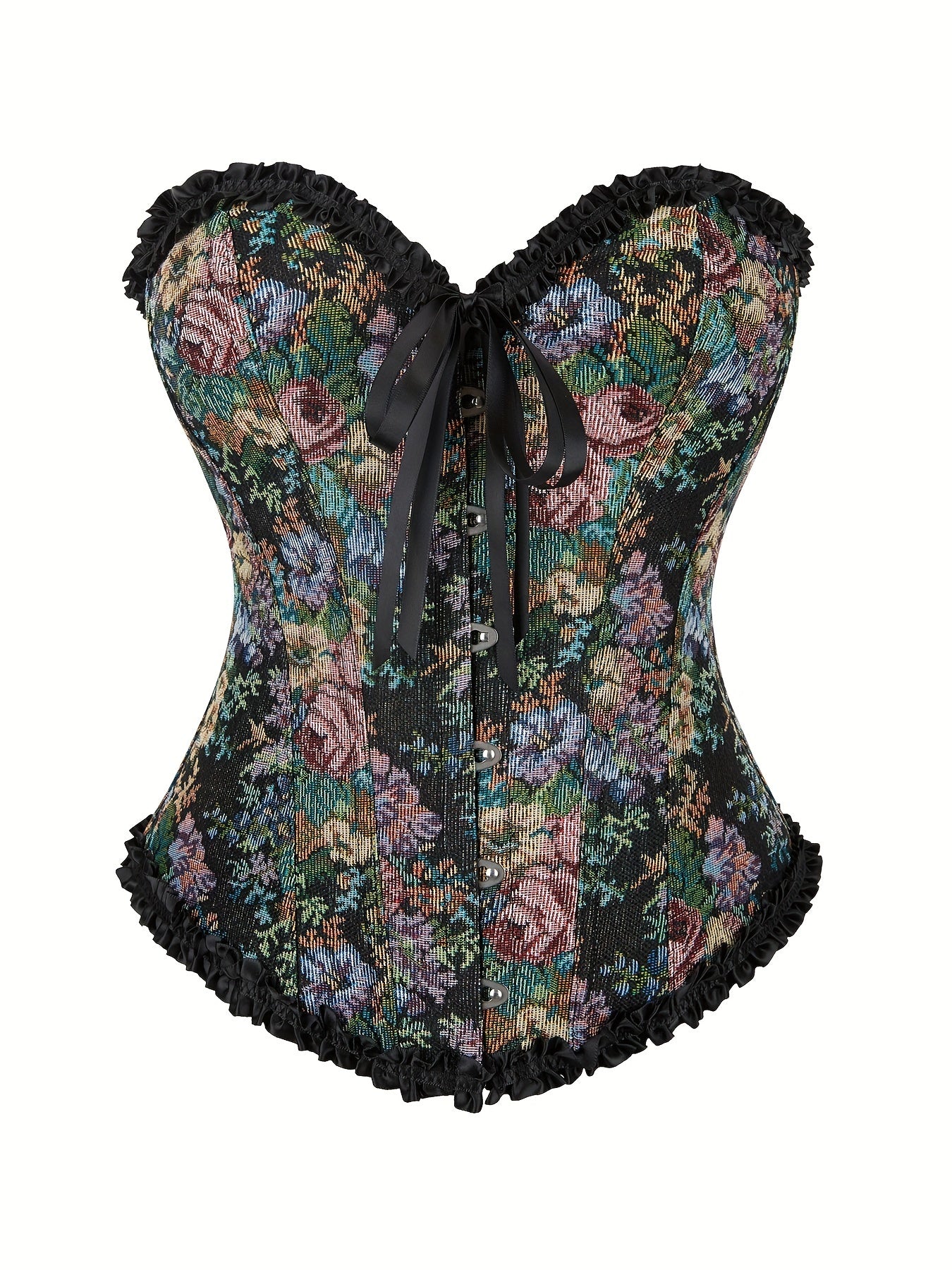 Corset Bustier Floral avec Dentelle pour Femme